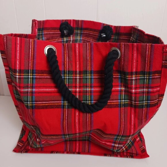 Aspen Wine 6 Bottle Tote Red Plaid Flannel Reusable - Picture 4 of 4